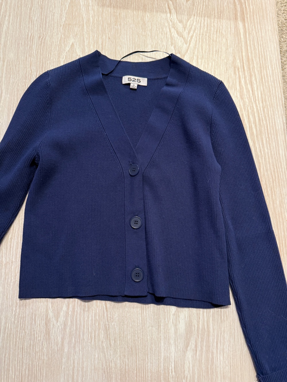 525 America Navy Blue Button-Front V-Neck Cardigan